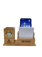 DW-2008 Wooden Pen Stand with Clock
