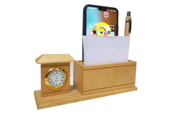 DW-2023 Wooden Pen Holder With Clock