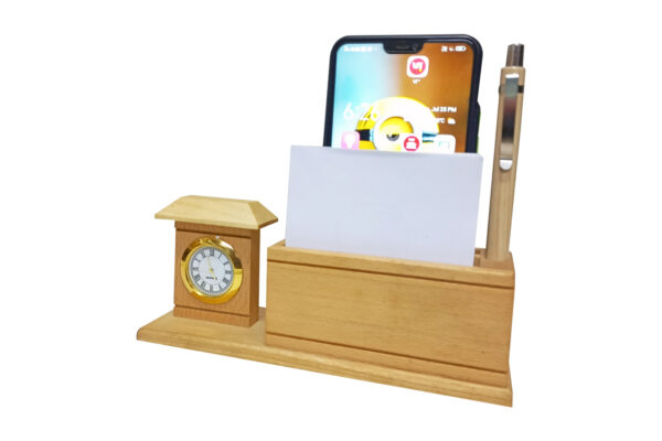 DW-2023 Wooden Pen Holder With Clock