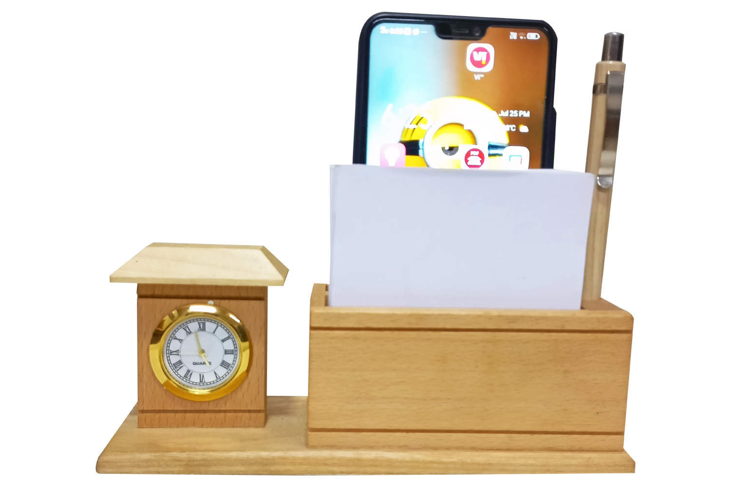 DW-2023 Wooden Pen Holder With Clock