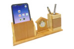 DW-5149 Wooden House Shape Pen Stand With Clock