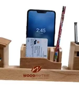 DW-5143 Wood Pen Holder With Clock