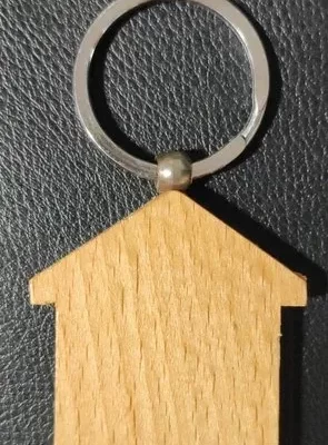 Key-21 Wooden House Keychain