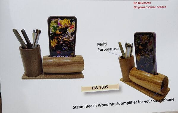 Wooden Pen Stand With Mobile Sound Amplifier: DW 7005