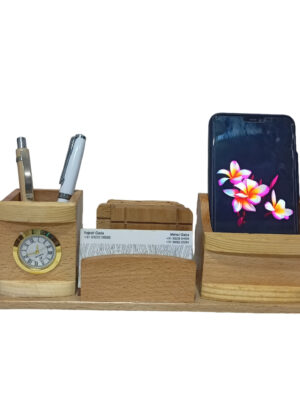 DW 5501 Wooden Pen Stand with Tea Coaster