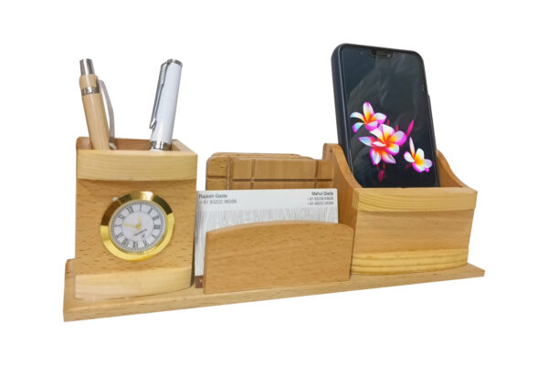 DW 5501 Wooden Pen Stand with Tea Coaster