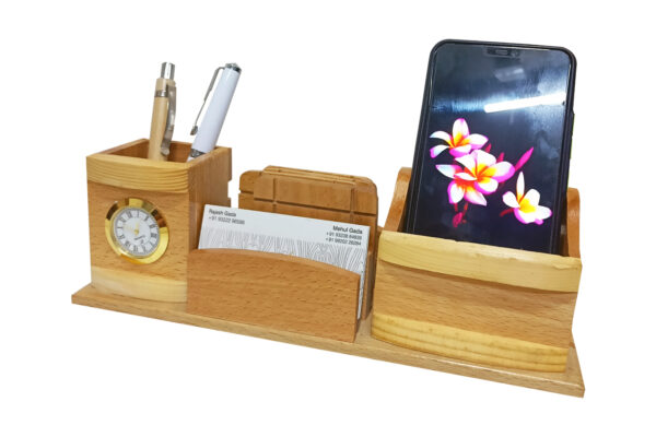 DW 5501 Wooden Pen Stand with Tea Coaster