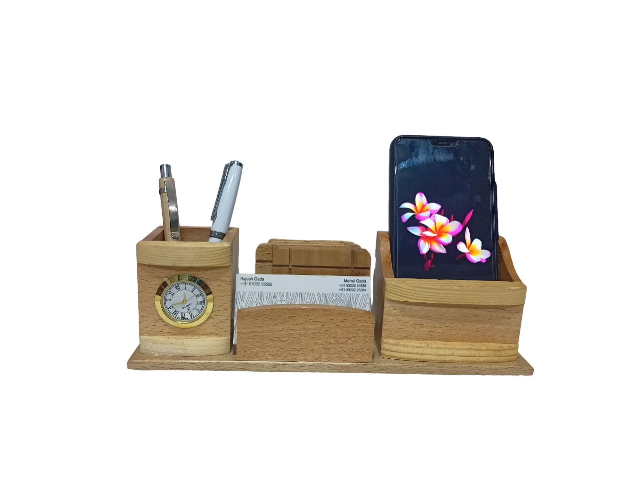 Wooden Pen Stand With Tea Coaster