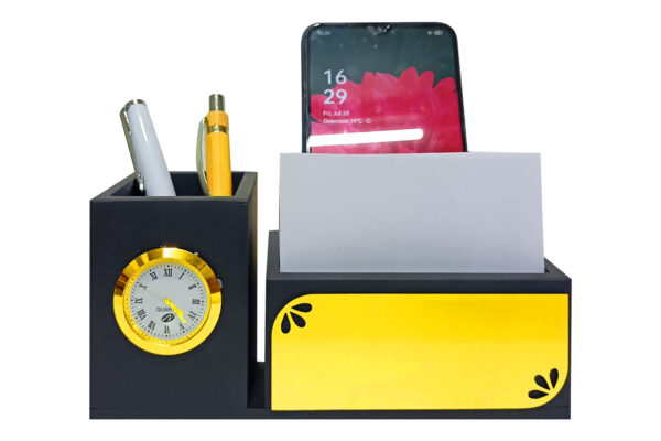 Black Wooden Desk Top Pen Stand DW-6008