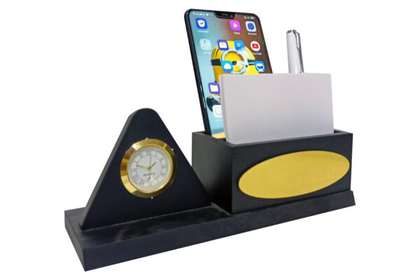 DW-6021 Triangle Black Wooden Pen Stand