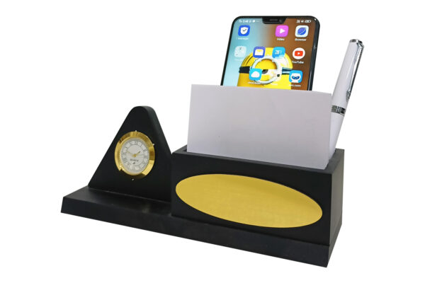 DW-6021 Triangle Black Wooden Pen Stand