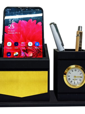 DW-6061 Black Wooden Mobile stand cum Pen Stand
