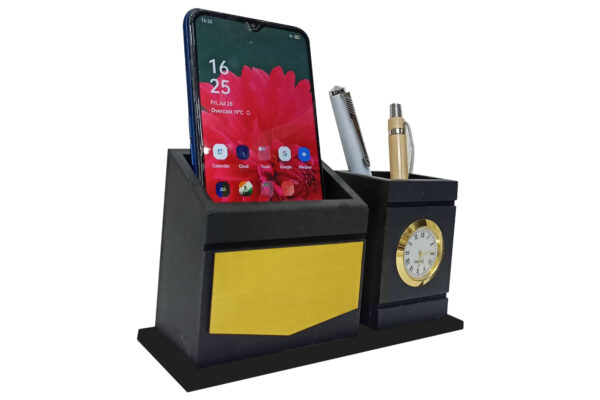 DW-6061 Black Wooden Mobile stand cum Pen Stand