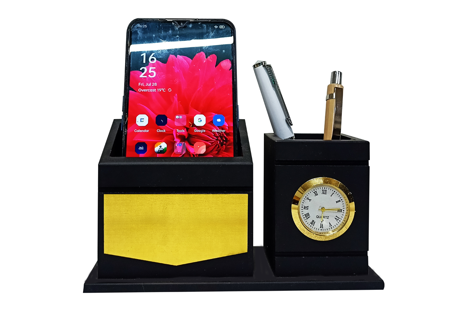 DW-6061 Black Wooden Mobile stand cum Pen Stand