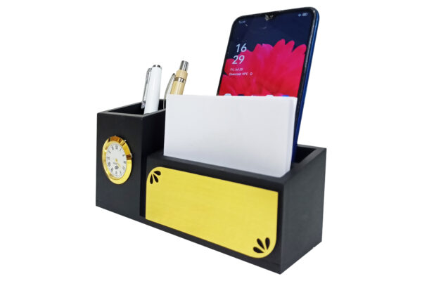 Black Wooden Desk Top Pen Stand DW-6008