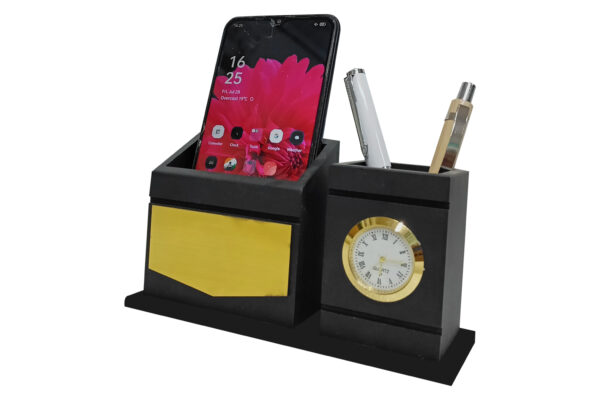 DW-6061 Black Wooden Mobile stand cum Pen Stand
