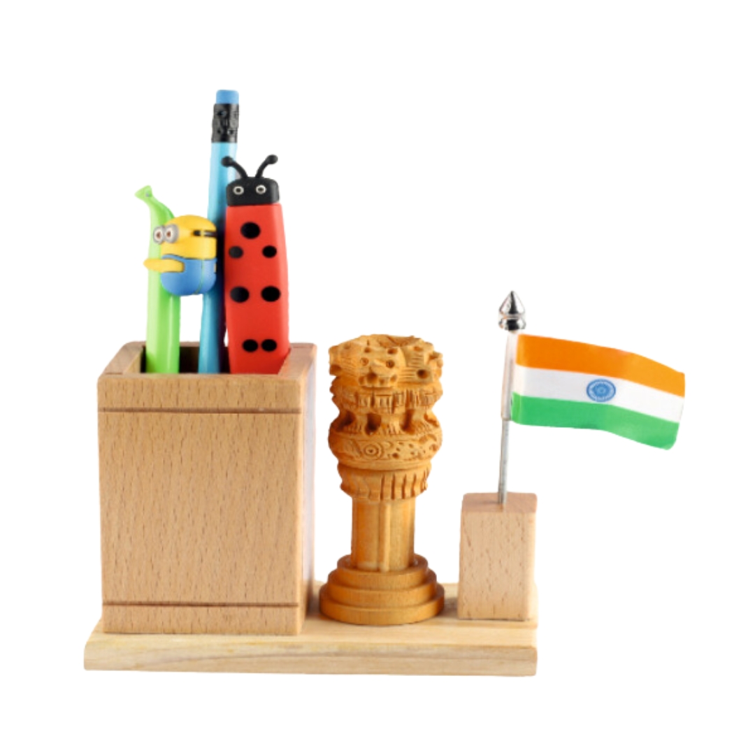 Natural Wooden Pen Stand: DW 1001 F